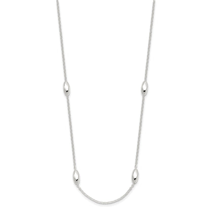 Sterling Silver Polished Fancy Beaded Link 18in Necklace