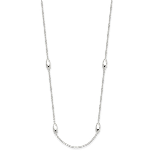 Sterling Silver Polished Fancy Beaded Link 18in Necklace