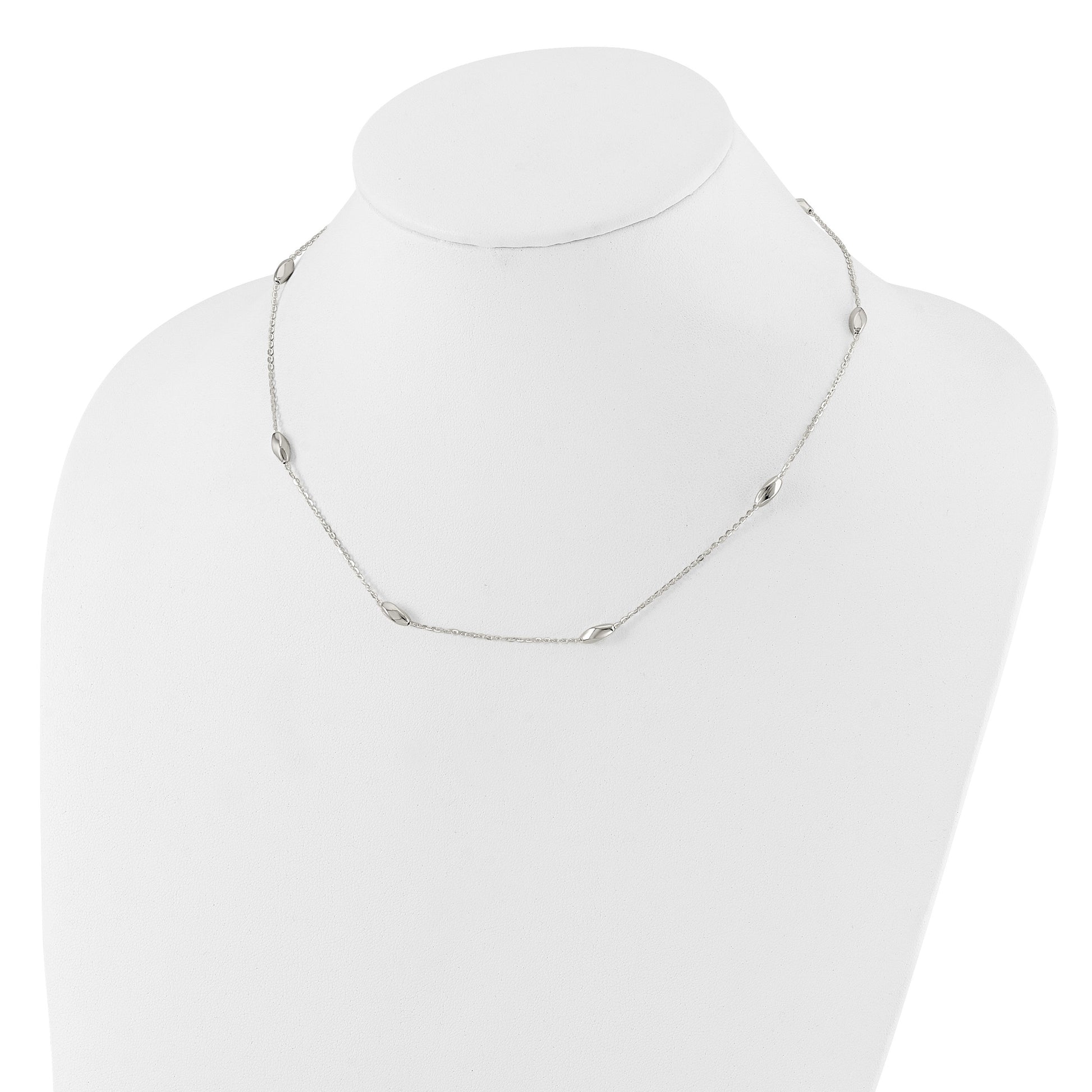 Sterling Silver Polished Fancy Beaded Link 18in Necklace