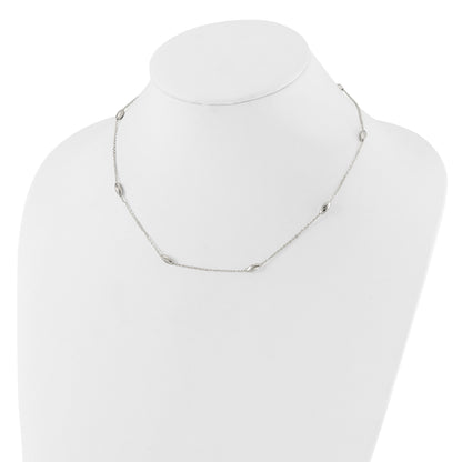 Sterling Silver Polished Fancy Beaded Link 18in Necklace