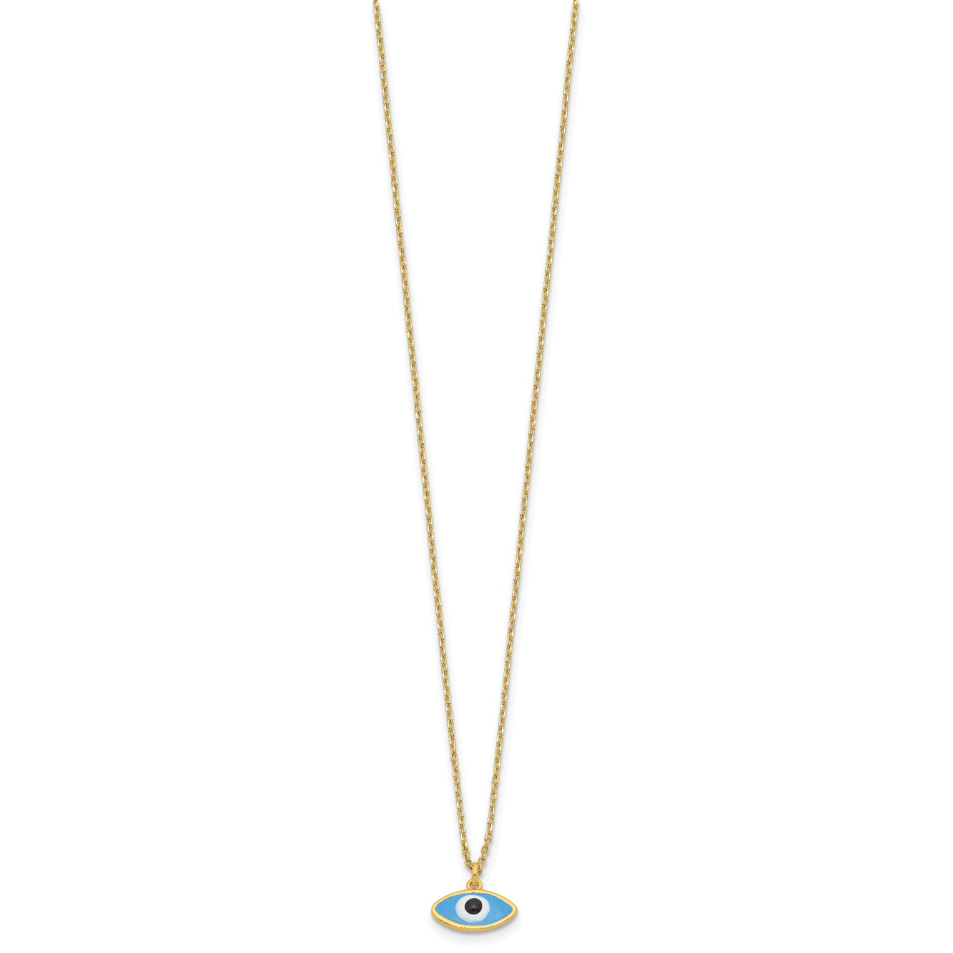 Sterling Silver Gold-plated Enamel Evil Eye w/1in ext. Necklace