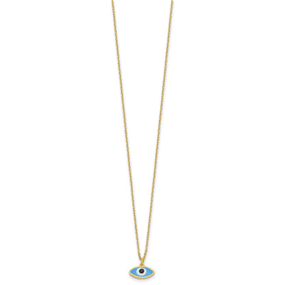 Sterling Silver Gold-plated Enamel Evil Eye w/1in ext. Necklace