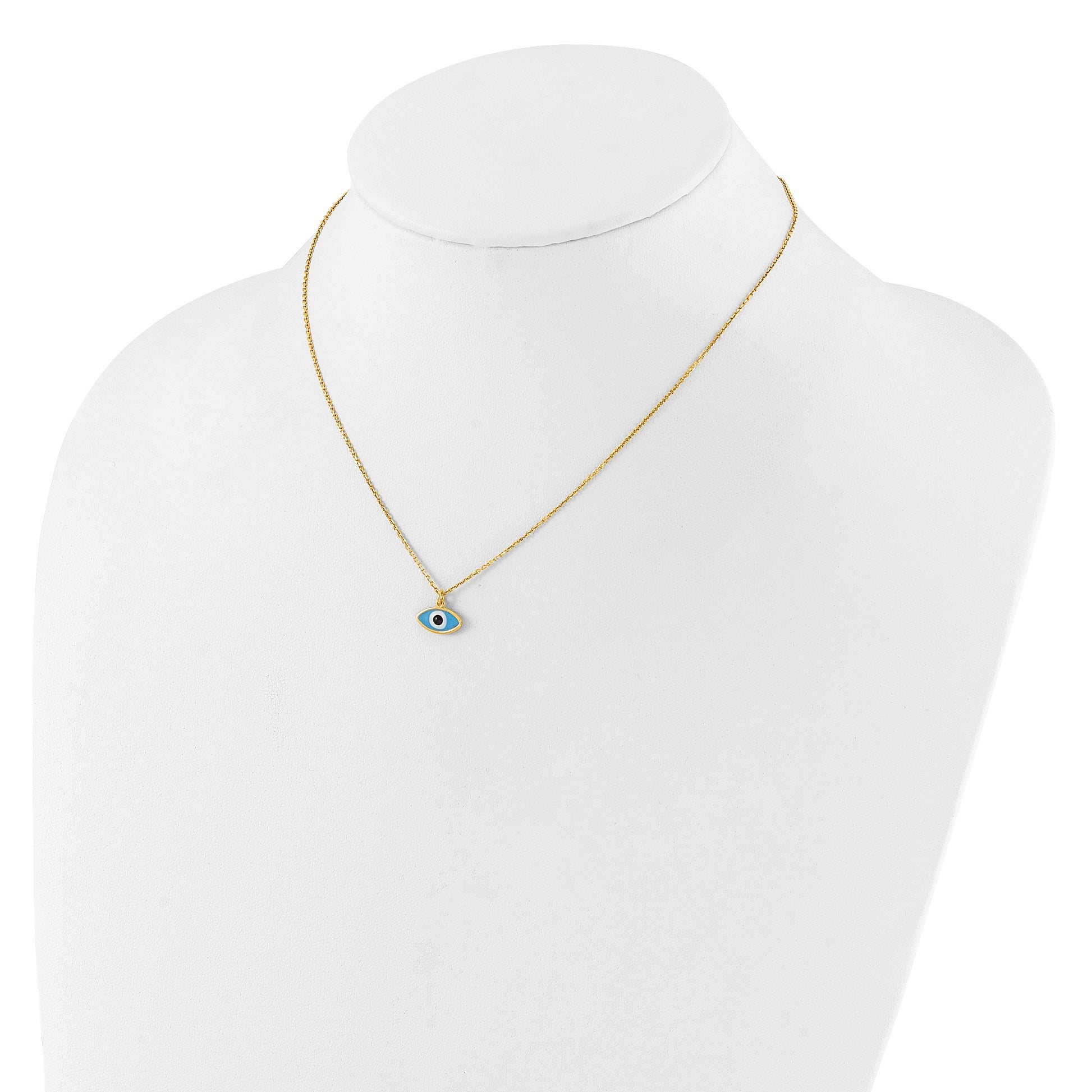 Sterling Silver Gold-plated Enamel Evil Eye w/1in ext. Necklace