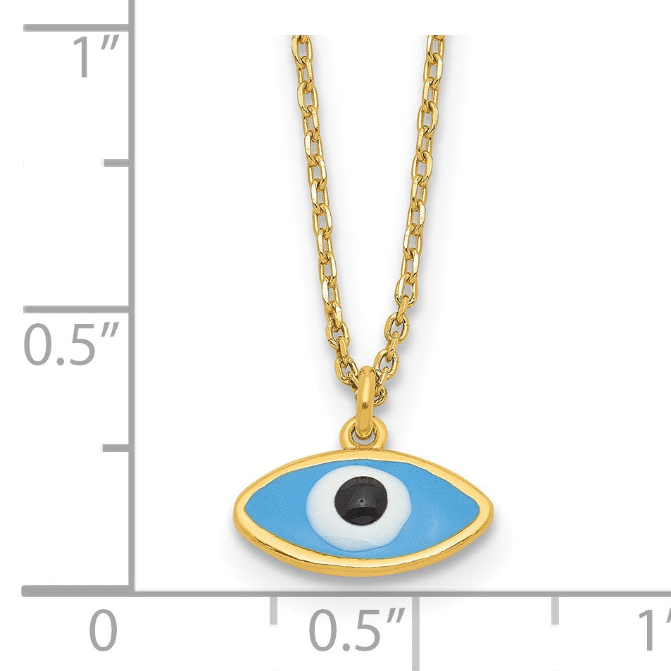 Sterling Silver Gold-plated Enamel Evil Eye w/1in ext. Necklace