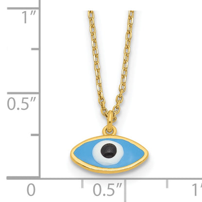 Sterling Silver Gold-plated Enamel Evil Eye w/1in ext. Necklace