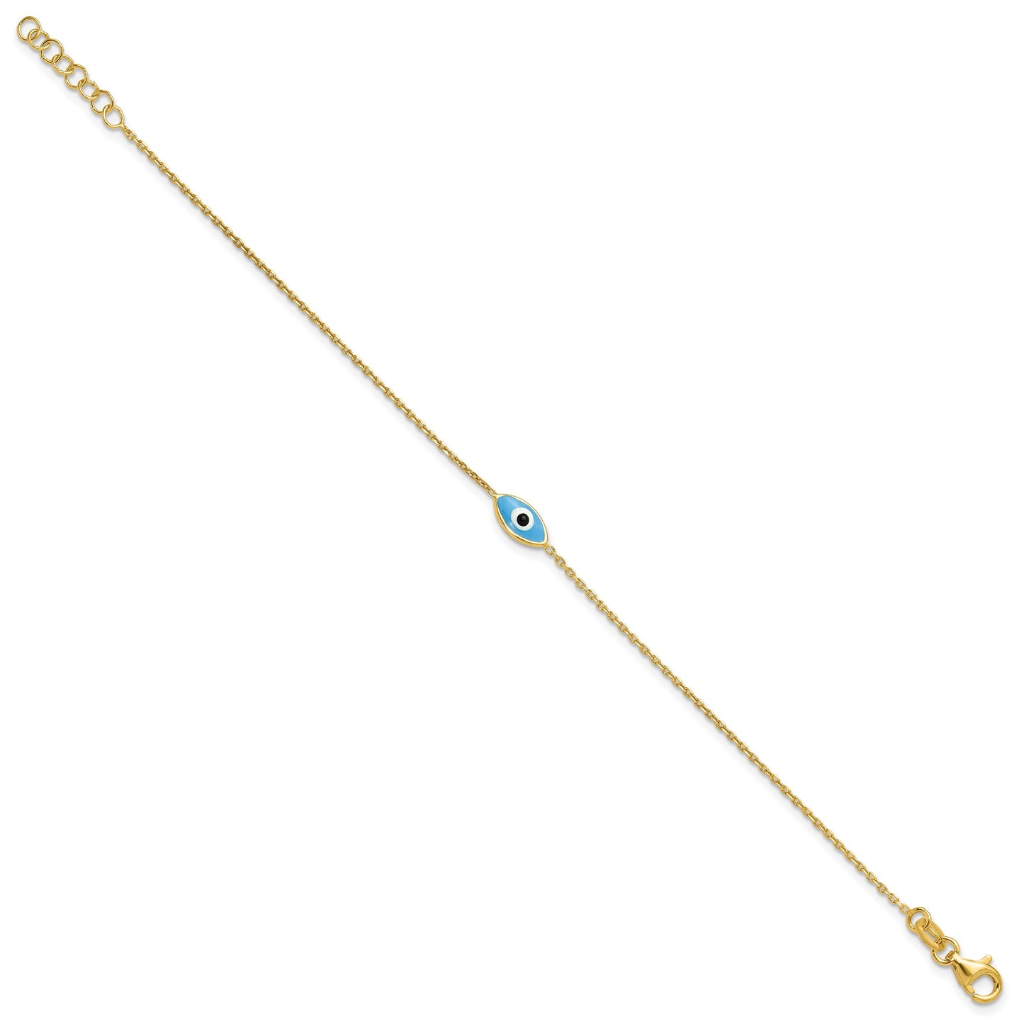 Sterling Silver Gold-plated Enamel Evil Eye w/.5 in ext. Bracelet