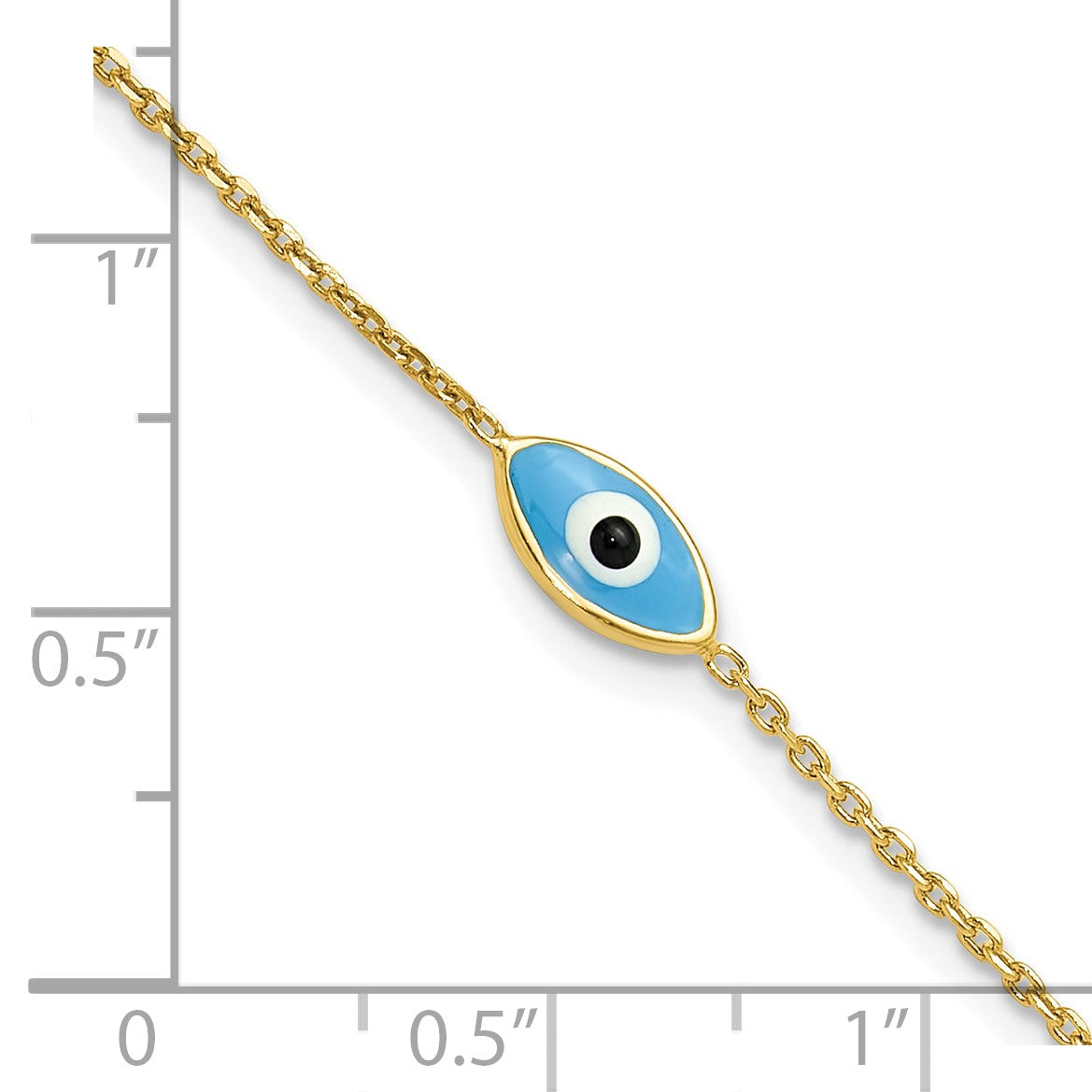 Sterling Silver Gold-plated Enamel Evil Eye w/.5 in ext. Bracelet