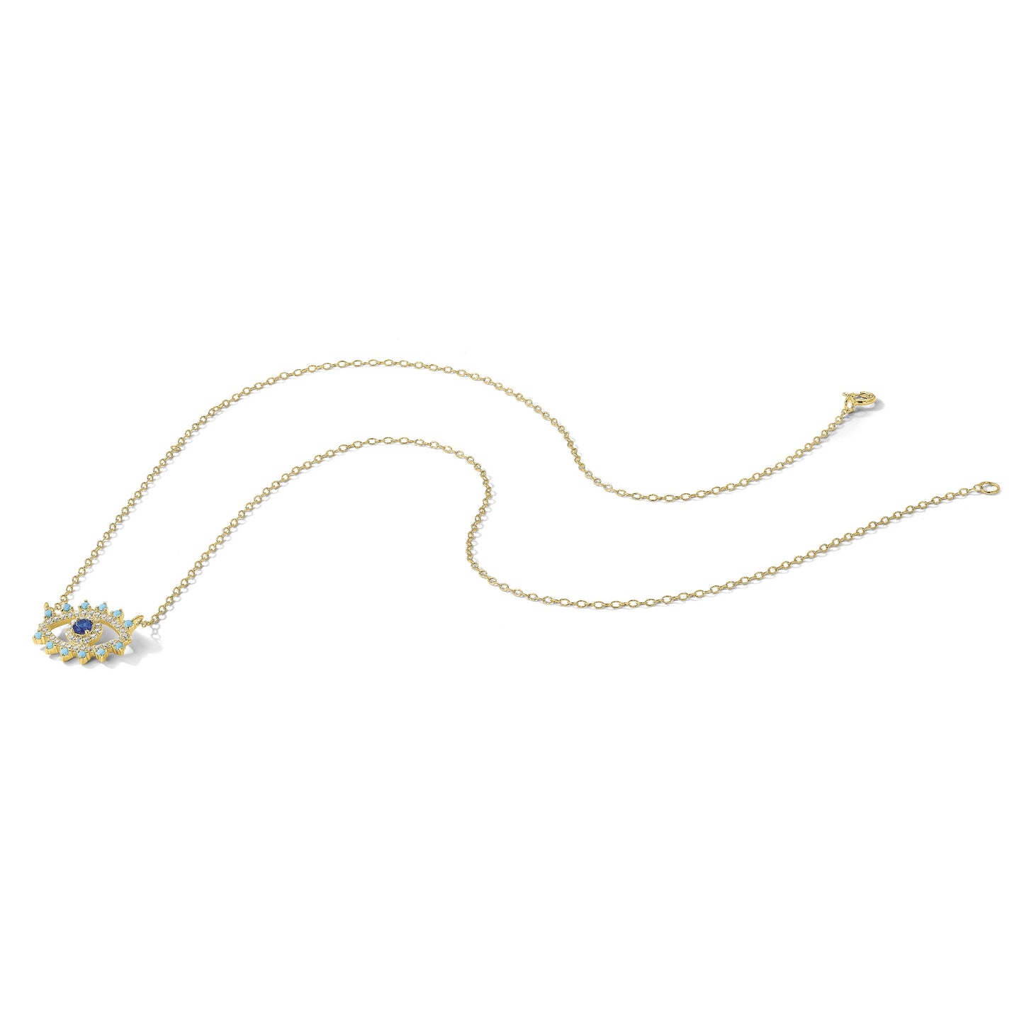 Sterling Silver Gold-plated Glass and Glass Crystal Evil Eye Necklace