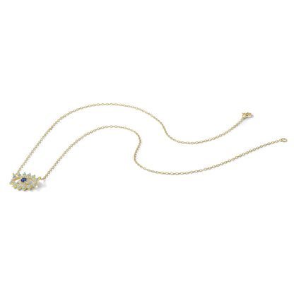 Sterling Silver Gold-plated Glass and Glass Crystal Evil Eye Necklace