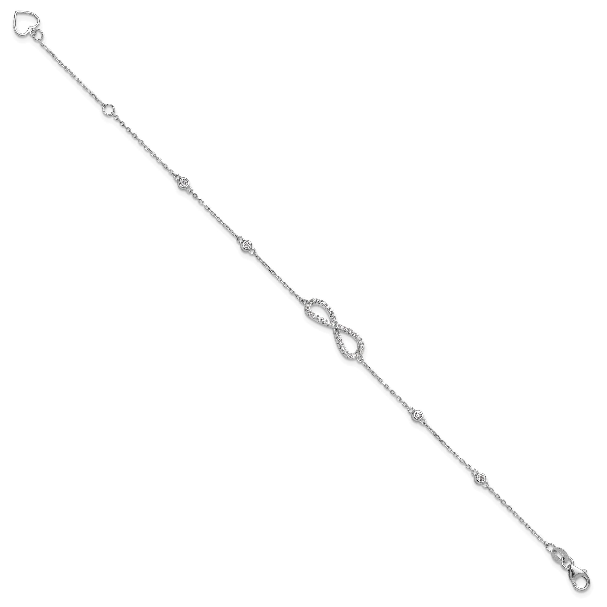 Sterling Silver RH-plate CZ Infinity Bracelet and Necklace Set