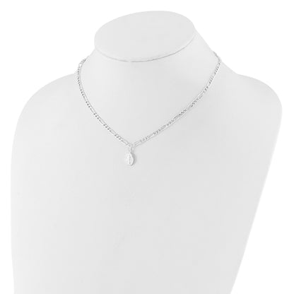 Sterling Silver RH-plated Miraculous Medal Link 16in w/2in ext. Necklace
