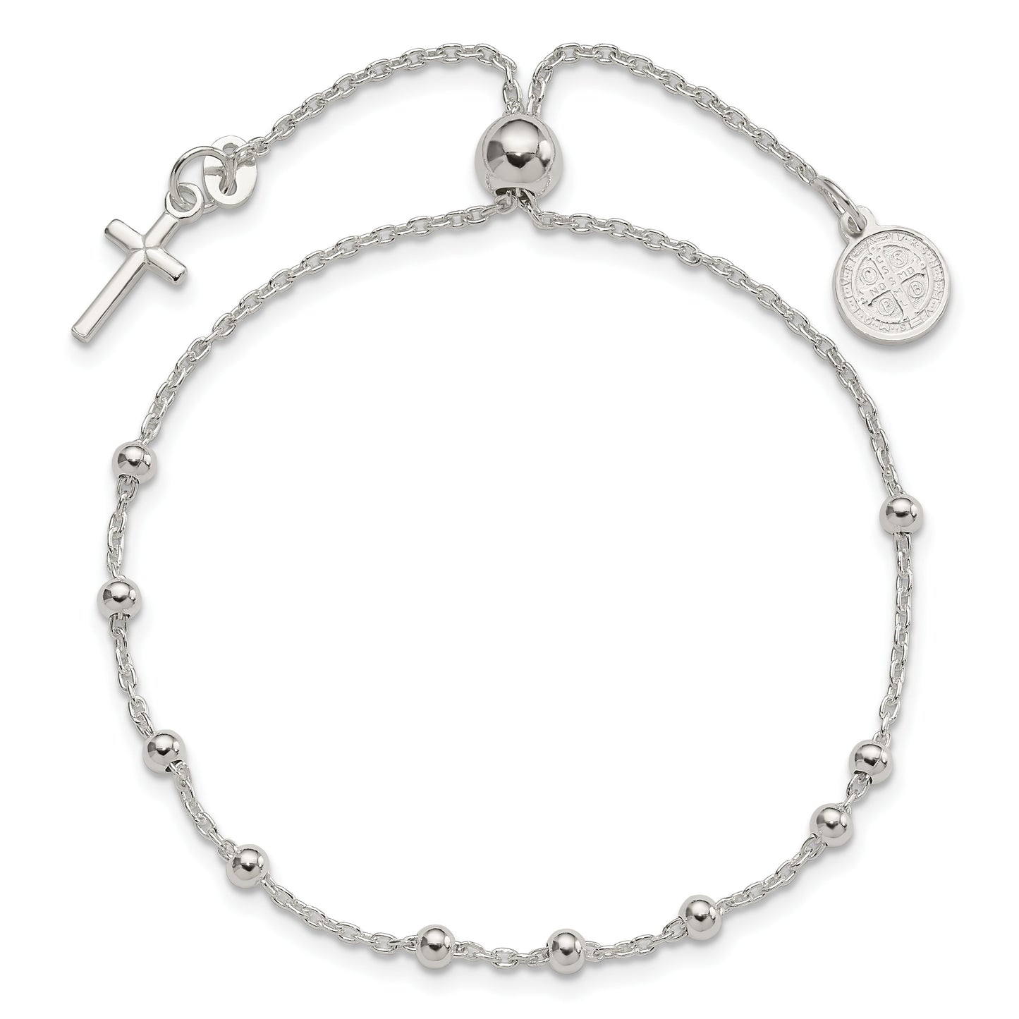 Sterling Silver St. Benedict Adjustable Rosary Bracelet
