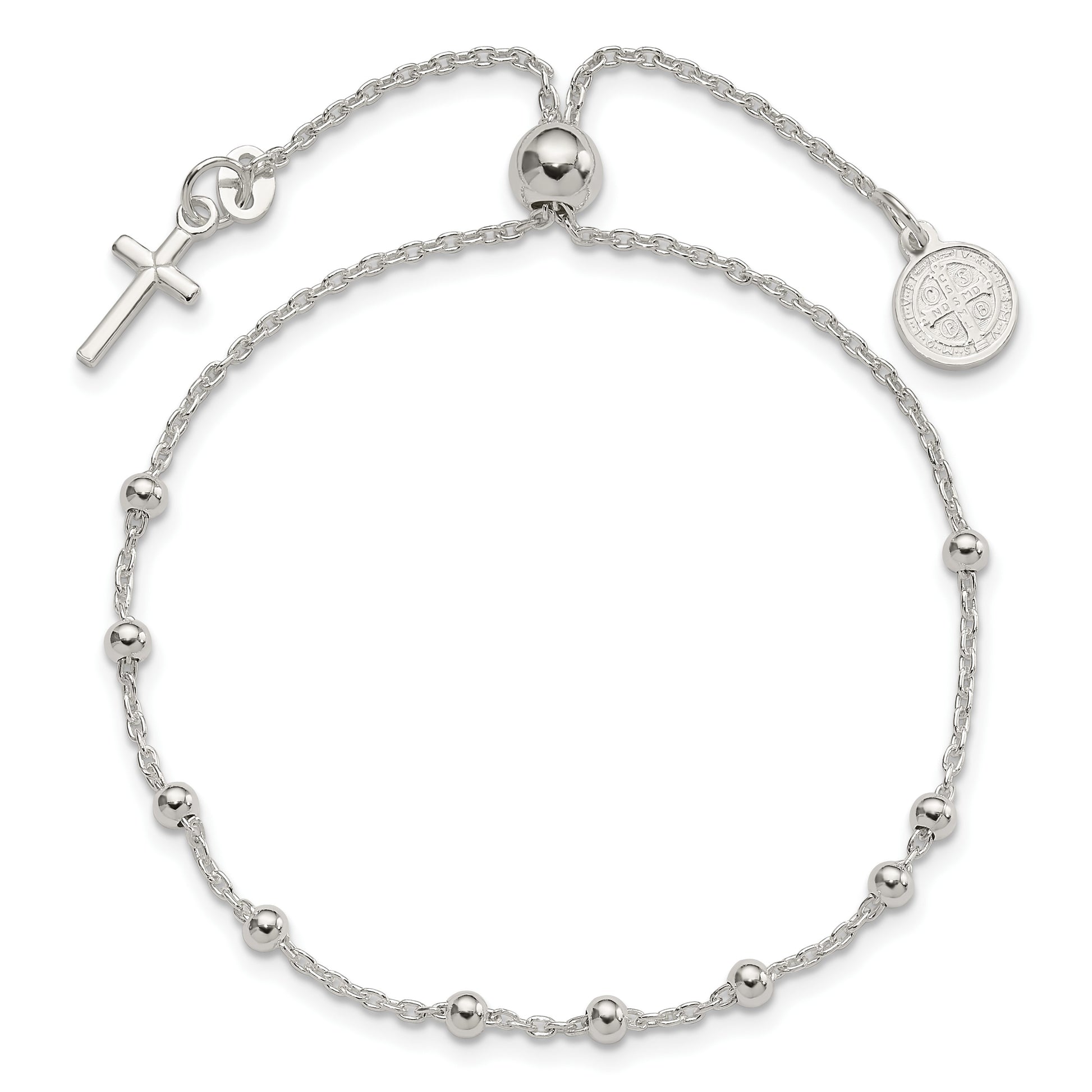 Sterling Silver St. Benedict Adjustable Rosary Bracelet