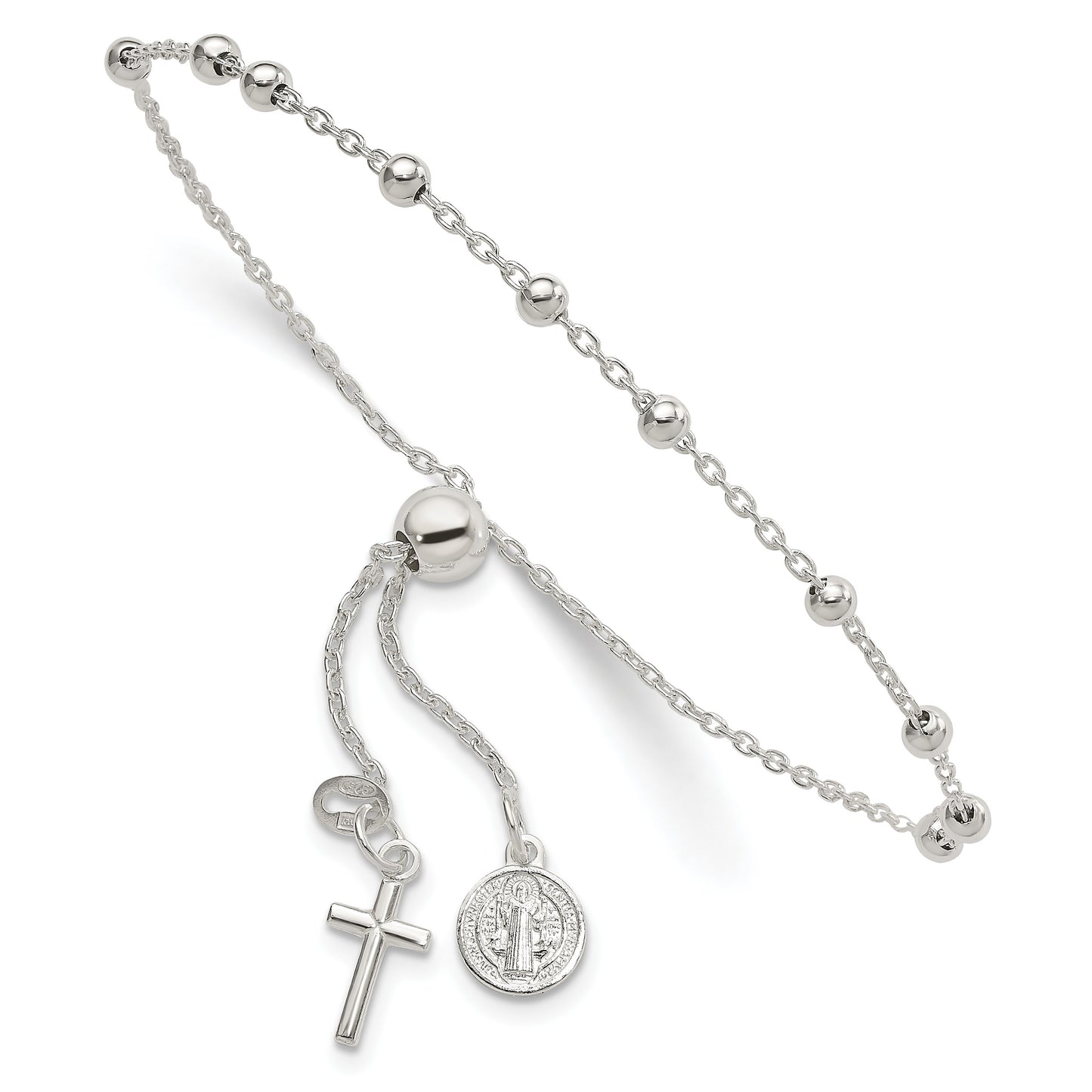 Sterling Silver St. Benedict Adjustable Rosary Bracelet