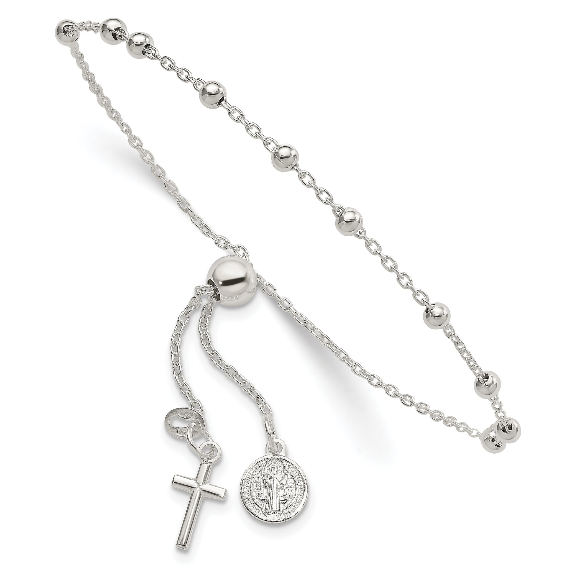 Sterling Silver St. Benedict Adjustable Rosary Bracelet
