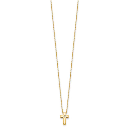 Sterling Silver Gold-tone CZ Cross 16in Necklace