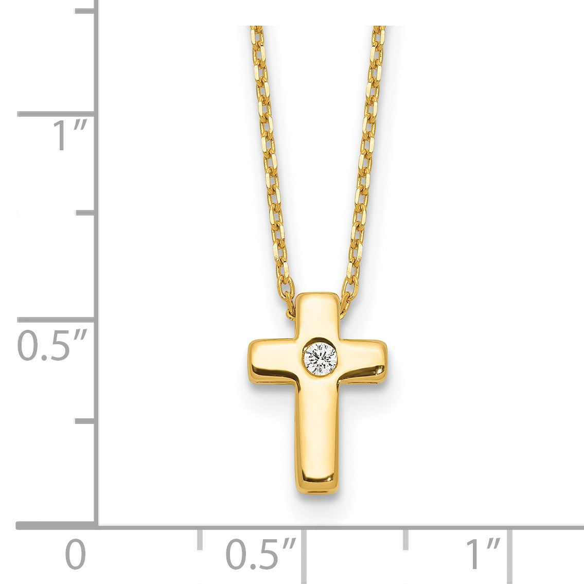 Sterling Silver Gold-tone CZ Cross 16in Necklace