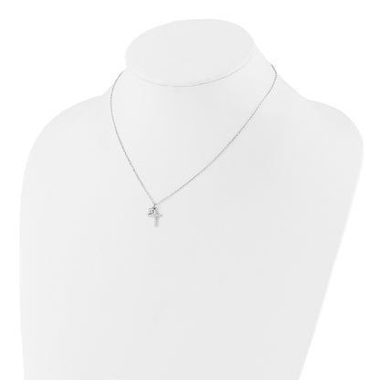 Sterling Silver Rhodium-plated CZ Crosses 16in w/2in ext. Necklace