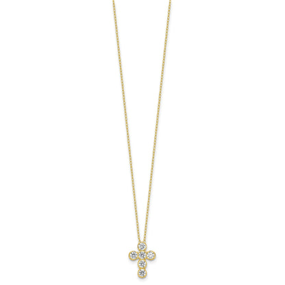 Sterling Silver Gold-tone CZ Cross 16in w/2in ext Necklace