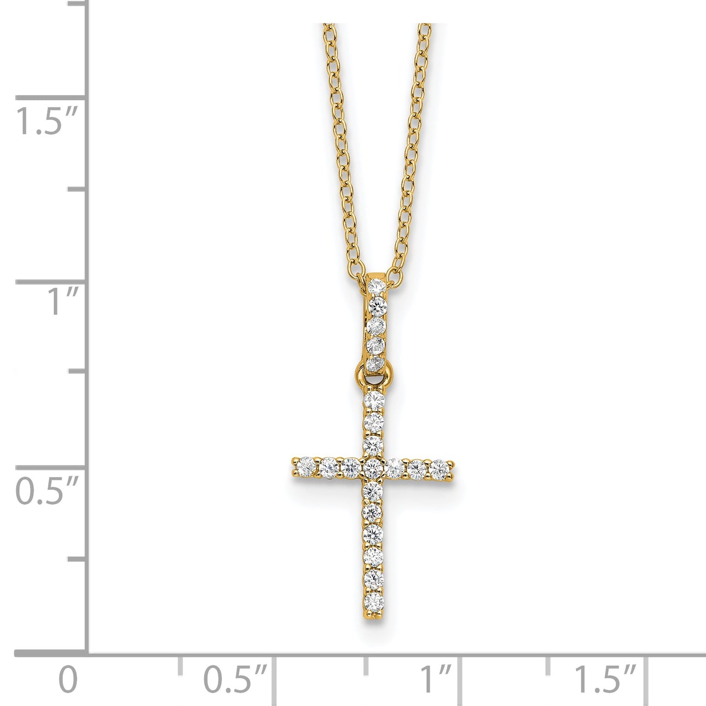Sterling Silver Gold-tone CZ Cross 18in Necklace