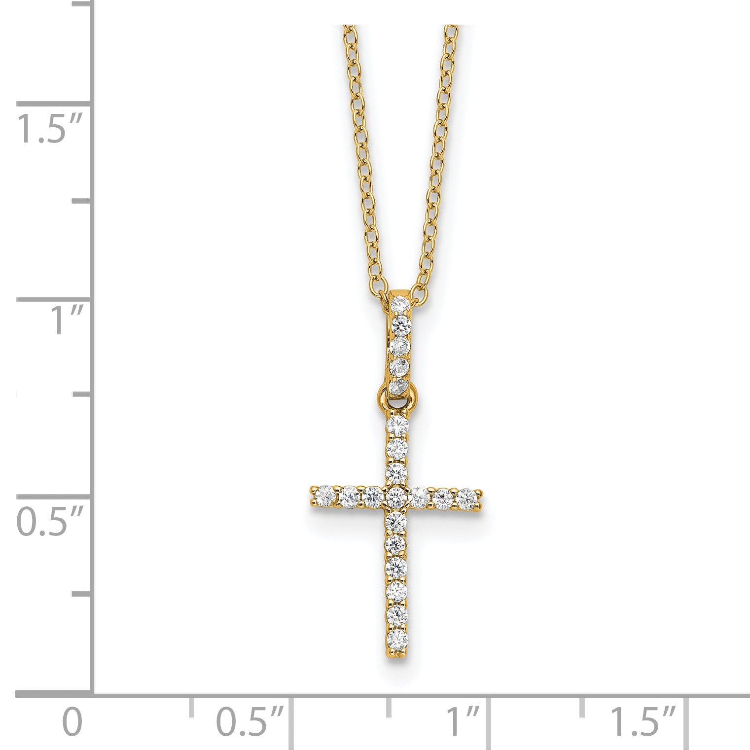 Sterling Silver Gold-tone CZ Cross 18in Necklace