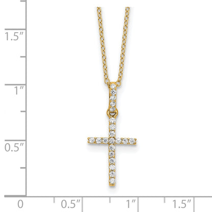 Sterling Silver Gold-tone CZ Cross 18in Necklace