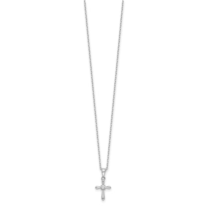 Sterling Silver Rhodium-plated CZ 13in w/2in ext. Necklace