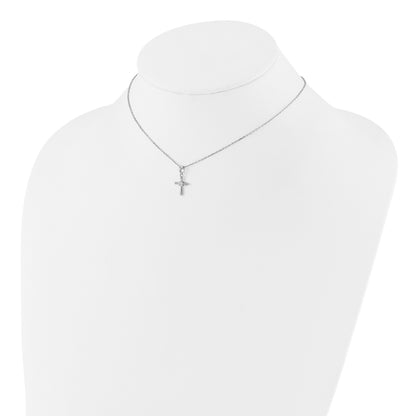 Sterling Silver Rhodium-plated CZ 13in w/2in ext. Necklace