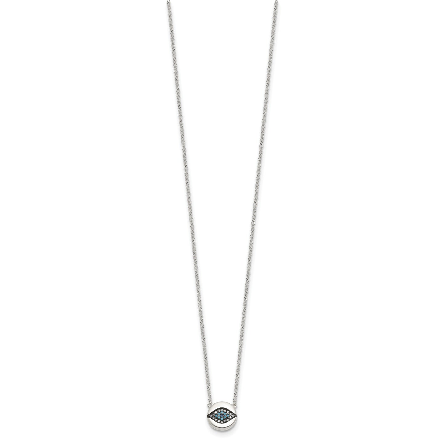 SS Multi Color CZ Evil Eye 16in w/2in ext Necklace