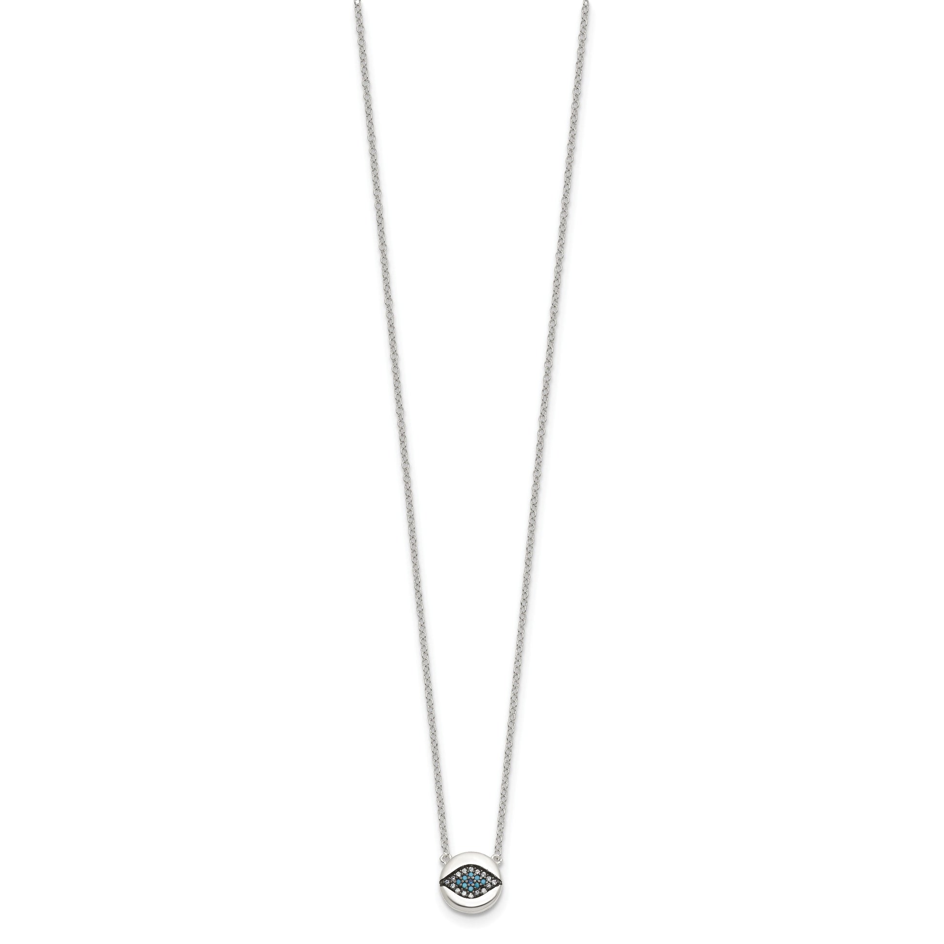 SS Multi Color CZ Evil Eye 16in w/2in ext Necklace