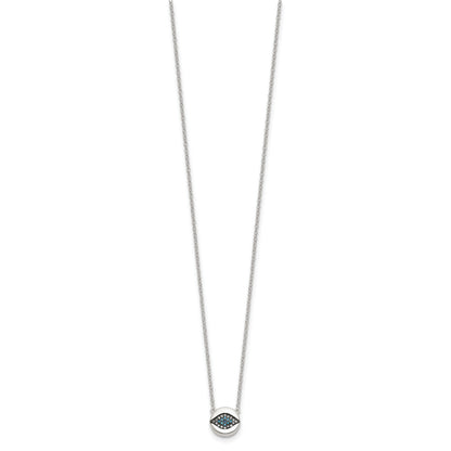 SS Multi Color CZ Evil Eye 16in w/2in ext Necklace