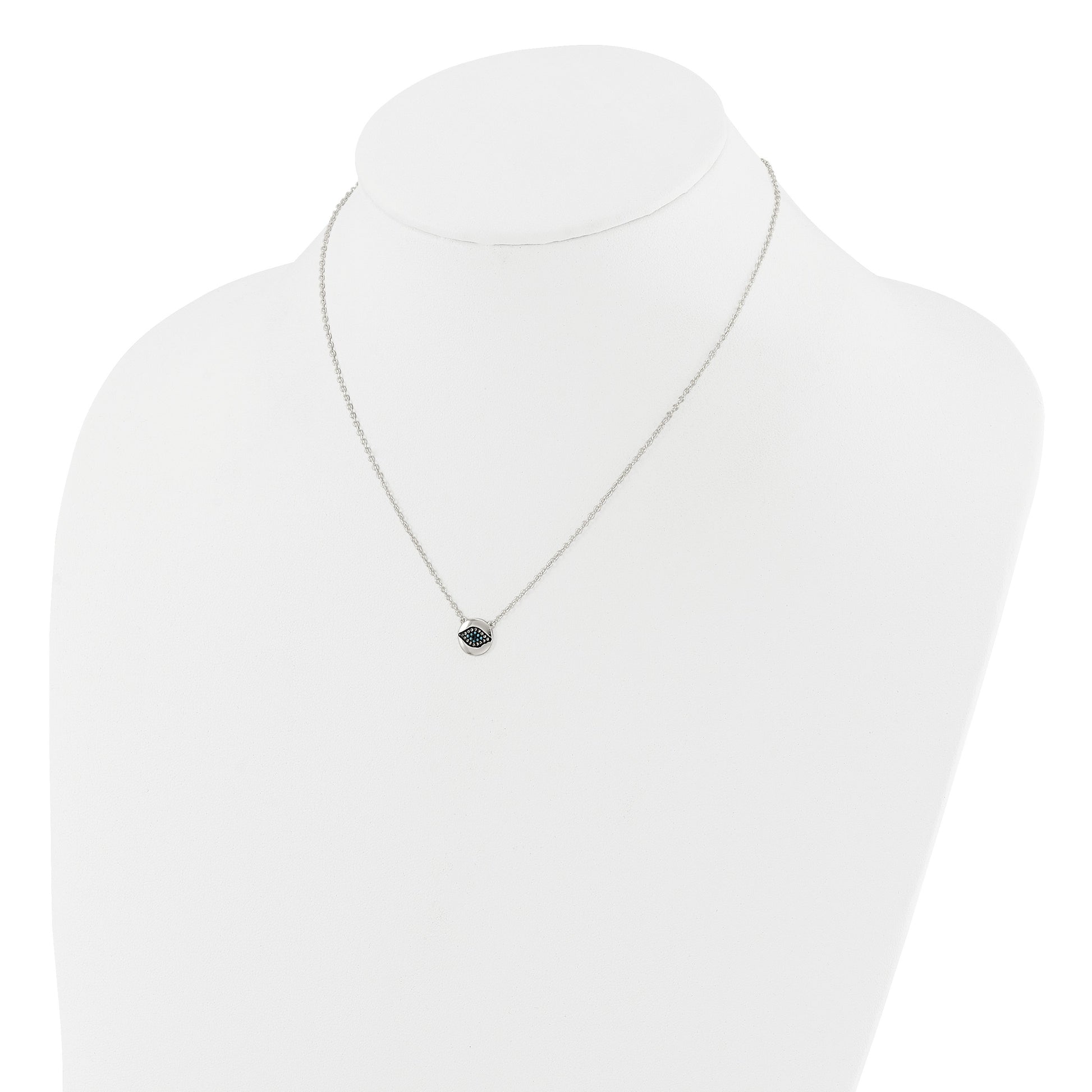 SS Multi Color CZ Evil Eye 16in w/2in ext Necklace