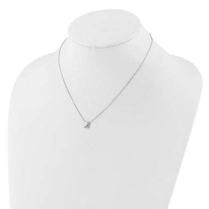 Sterling Silver RH-plated Created Opal Inlay CZ Heart w/2in ext Necklace