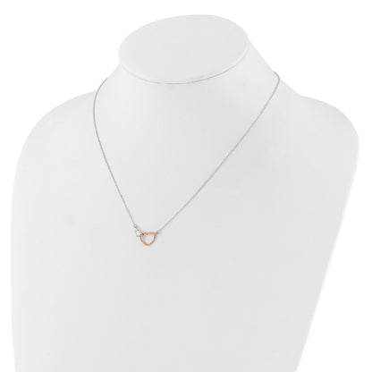 Sterling Silver and Rose-tone Polished Double Heart 18in Necklace