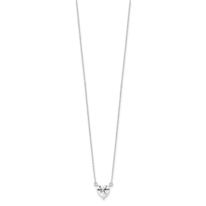 Sterling Silver Polished Heart CZ Necklace