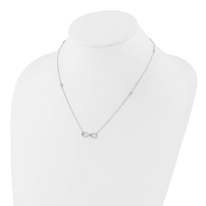 Sterling Silver Rhodium-plated CZ Infinity Symbol 18in w/2in ext. Necklace