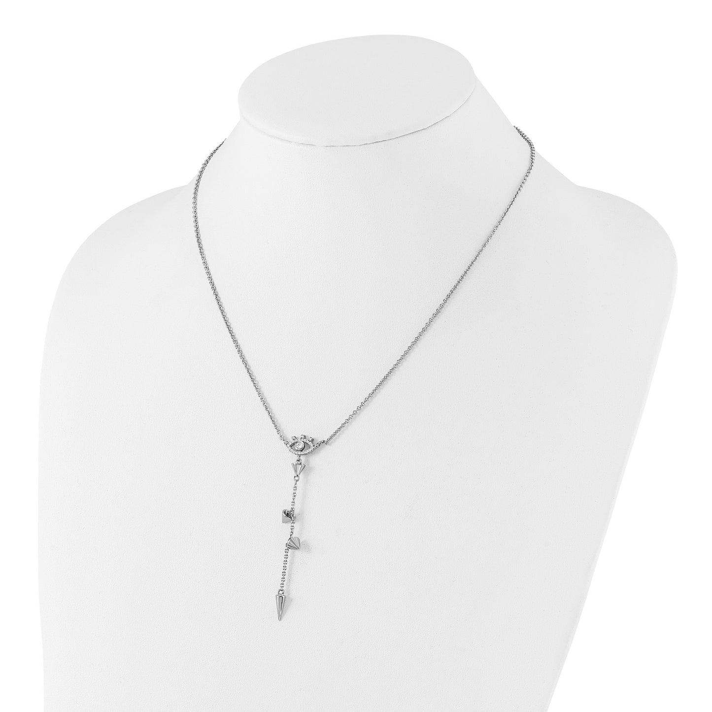 Pure Fire Sterling Silver Rhodium-plated Evil Eye CZ 18in w/2in ext Necklac