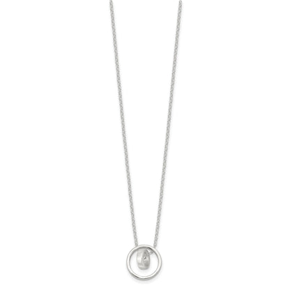 Sterling Silver E-Coating Double Circle 16in w/2in ext Necklace