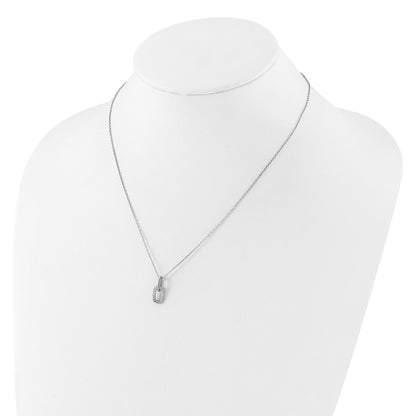 Sterling Silver Rhodium-plated with Micro Pave CZ 16in w/2in ext Necklace