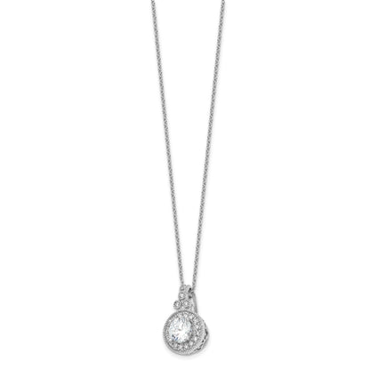 Sterling Silver Rhodium-plated Fancy Beaded CZ with 2in ext Necklace
