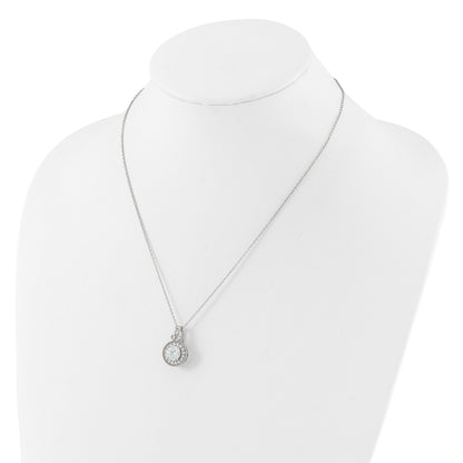 Sterling Silver Rhodium-plated Fancy Beaded CZ with 2in ext Necklace