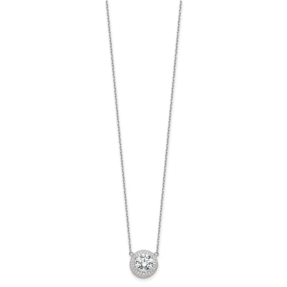 Sterling Silver Rhodium-plated 8mm CZ 16in w/2in ext. Necklace
