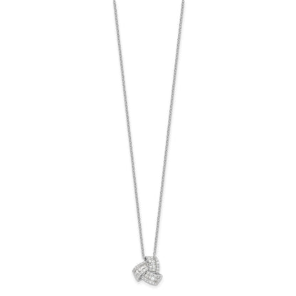 Sterling Silver Rhodium-plated CZ Love Knot 18in Necklace