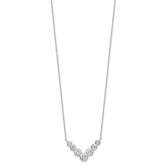 Sterling Silver Rhodium-plated 7 Bezel Set CZ 18in w/2in ext. Necklace