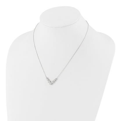 Sterling Silver Rhodium-plated 7 Bezel Set CZ 18in w/2in ext. Necklace