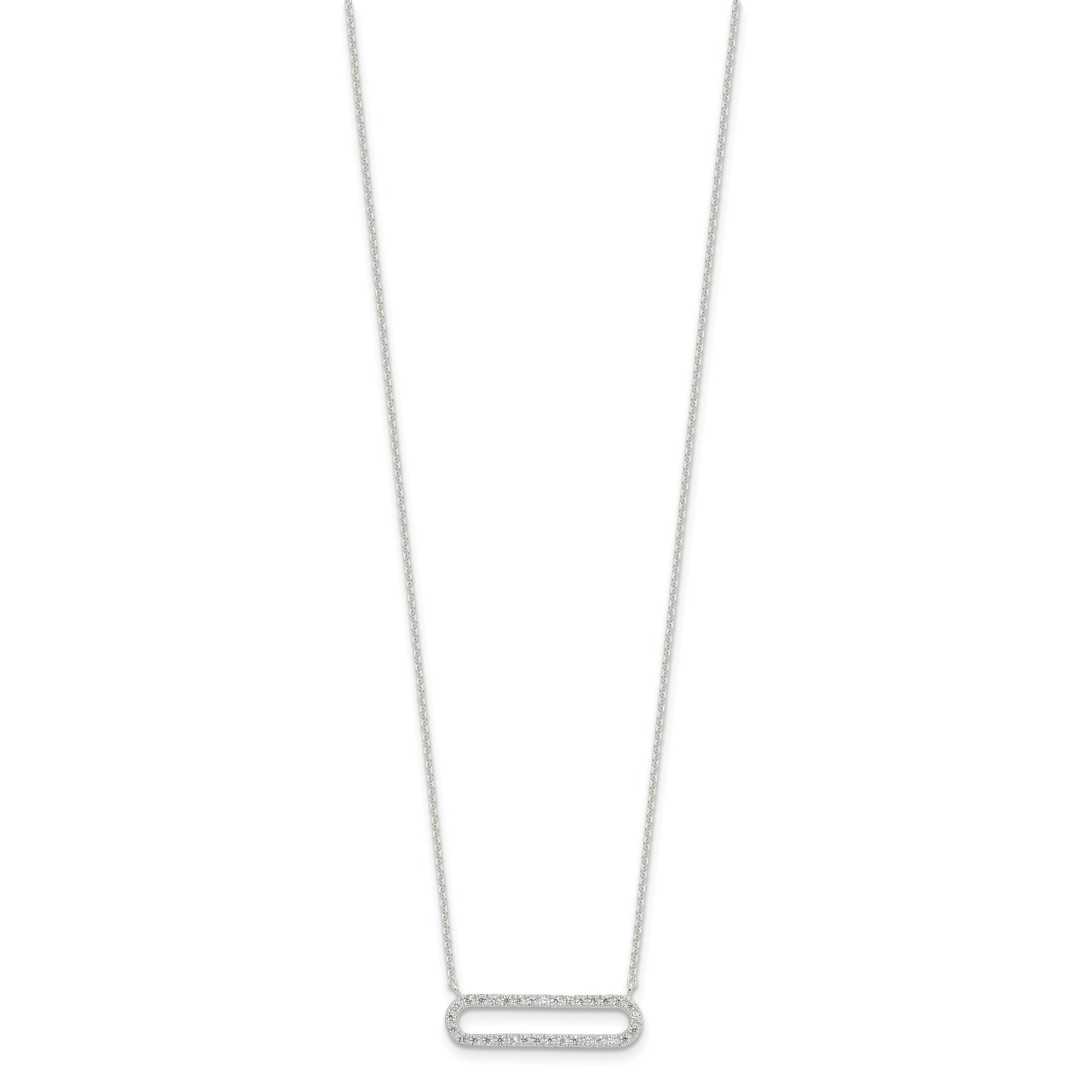 Sterling Silver E-coated CZ 18.25in w/2in ext Necklace