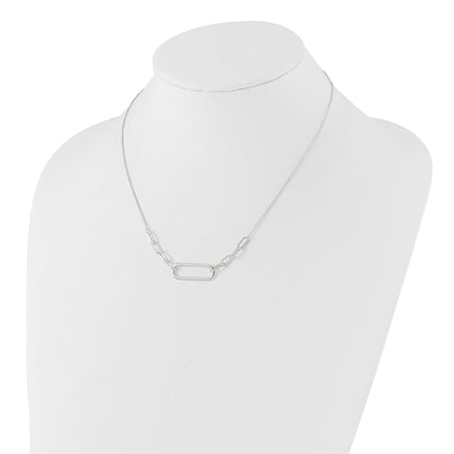 Sterling Silver E-coated Large Paperclip Link Center 17.5in Necklace