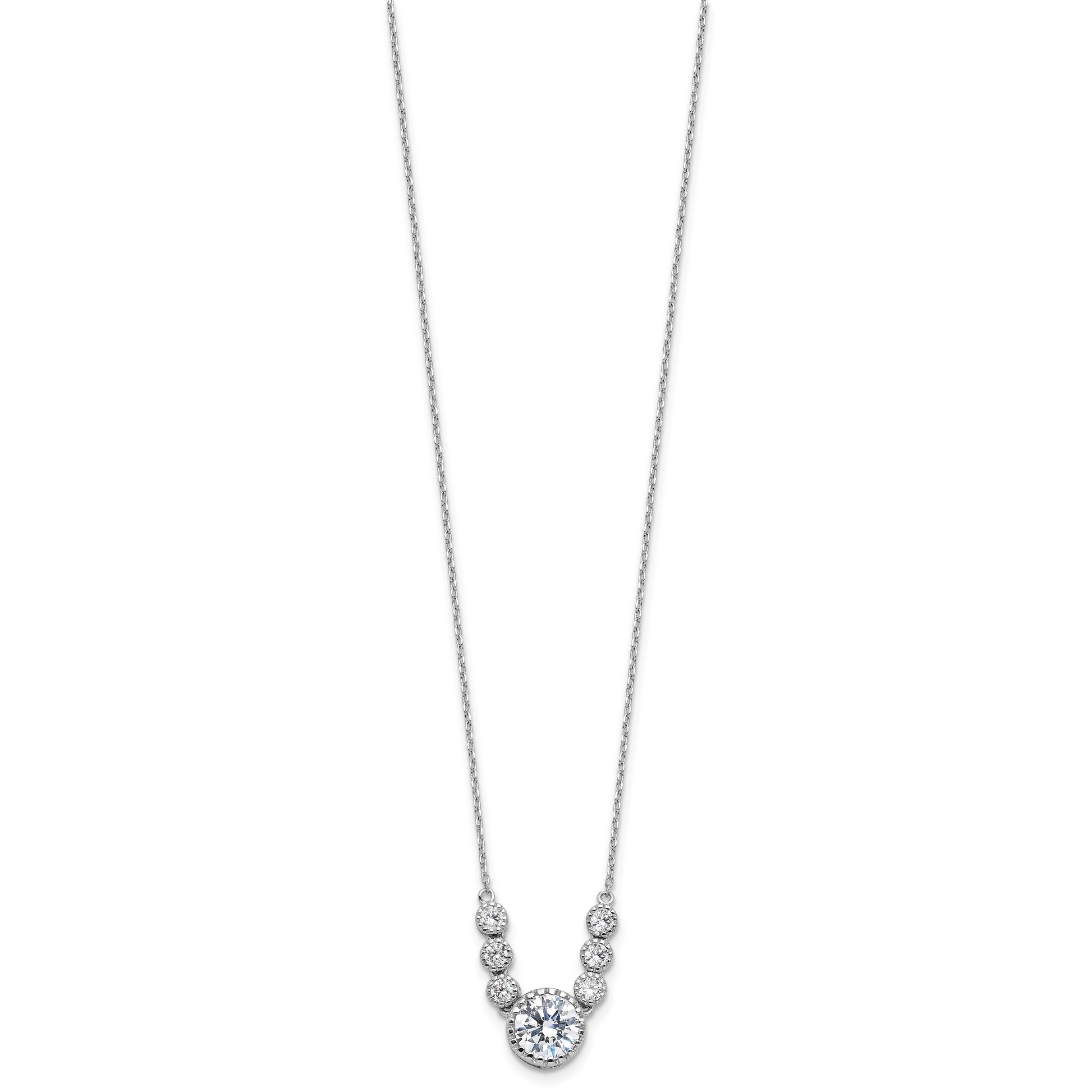Sterling Silver Rhodium-plated with CZ 16in w/2in ext Necklace