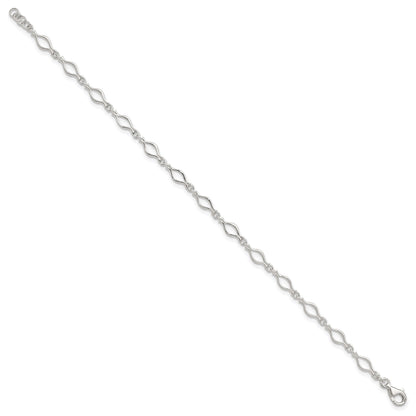 Sterling Silver 9inch Solid Polished Fancy Link Anklet