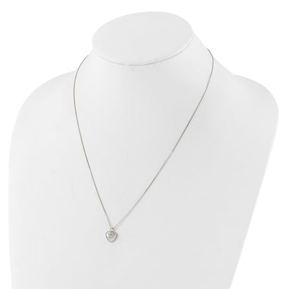 Sterling Silver Rhod-plated MOP/CZ Paw w/2IN Ext Necklace